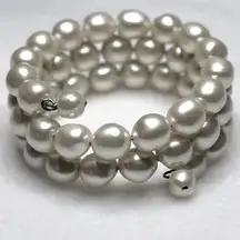 Classy Bridal Prom Vintage Faux Pearl Wire Coil Y2K Statement Bracelet