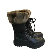 Bass boots waterproof lace up faux fur at top size 7M NWOT