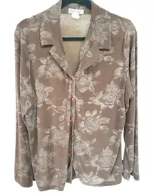 Vtg 90s Whimsigoth Brown Stretchy Charmed Witchy Button Up Flowy Shirt 2X