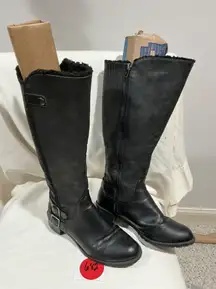 Woman’s Jasmin Sawyer Wide Calf Size 6m Faux Leather Fur Lined Riding Boot Black