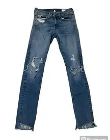 Rag& Bone Skinny Low Rise Distressed Jeans Commodore Light Wash 26