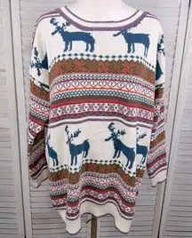 SHE INSIDE Vintage 90's Holiday Reindeer Crewneck Sweater Multi-L/XL