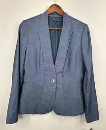 Antonio Melani Womens Blazer Size 8 Blue Single Button Closure Slim Fit