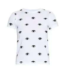 Kenzo Designer Seeing Eye Pattern White Cotton graphic T-Shirt