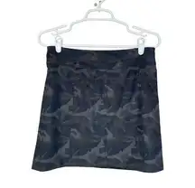 Drew Black Grey Camouflage Camo Print  Suede Zip Up Straight Mini Skirt Size 4