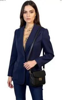 (E-139) ACT dress jacket womens size 12‎ darck blue long sleeves