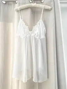 Linea Donatella Vintage White Bridal Babydoll Chemise Nightgown Size Medium