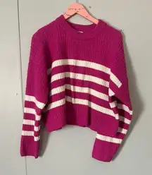 Pink Rose Fuchsia and White Striped Sweater