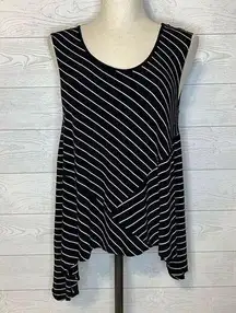 DKNY Jeans black & white striped geometric tank top Size Medium