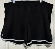 Zelos Women's Black with White Trim Elastic Waist Athletic Shorts Size 3X‎