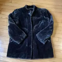 Vintage Intrigue Faux Fur Dark Gray Steel Coat