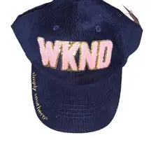 Simply Southern Baseball Hat Cap Blue Corduroy Pink Gold WKND Weekend Adjustable