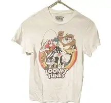 Looney Tunes  Small Cartoon White Graphic Cotton Crewneck Short Sleeve T-shirt