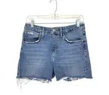 ZARA  Women's Size 8 Raw Hem Mini Jean Shorts W/Pockets Flat Front