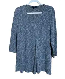 Comfy USA Womens Size Medium Multicolor Marled Button Accent Tunic Top Blouse