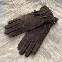 ISOTONER Stretch Leathers Brown Genuine Leather Gloves One Size