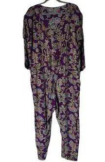 Vintage  By Pier 1 Purple Bohemian One Piece Romper Jumpsuit Floral