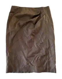 MaxMara Women wool silk blend Brown Skirt  front pleated wrap sz2