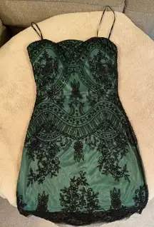 Green And Black Beaded Dress