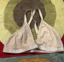 Logo Band Nude Beige Racerback Bralette Bra Un-Padded Women’s Large