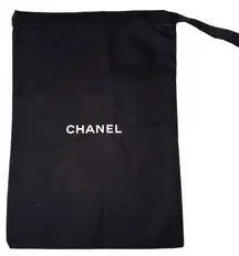 Chanel Black with White Cotton Ribbon Tie Top Dust Cover Bag 10 x 13.5”