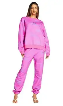 I AM GIA Taja Pink Sweatshirt & Sweatpants SET Cloud Print Women's XS/S