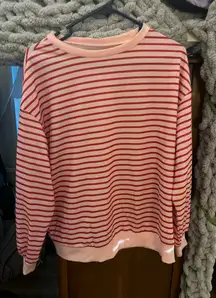 Red and pink striped sweatshirt 