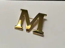 Anne Klein Signed AK Gold Tone Letter / Initial M Brooch Pin