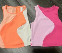 SHEIN Colorblock Tank Tops - Orange and Pink
