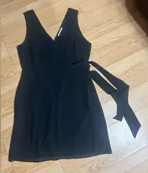 Naked zebra black sleeveless mini dress tie at waist ladies Large NWT