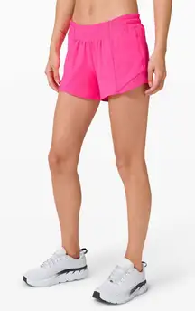 Lululemon Hotty Hot Lined Running Short II Long 4" Pink Highlight 6 Tall