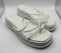 Princess Polly White Platform‎ Wedge Sandals Strappy Thong Slides Women's