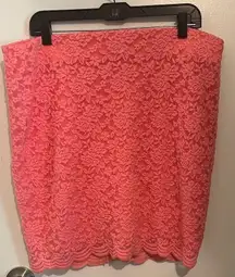 Torrid 1 Women's Coral Lace Floral Mini Pencil Skirt 1x 14-16‎