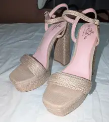 Antonio Melani X Style Bungalow Jute Platform Heels W9 Pink/Beige
