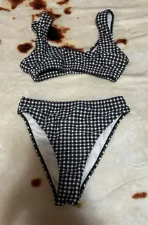 Nasty Gal Check Me at the Beach Gingham Bikini Set Sz 2/ XS