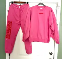 Drink Poppi Women's Pink Sweatshirt and sweatpants matching set