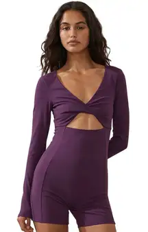 Cotton On‎ Purple Women's Ultra Soft Twist Front Long Sleeve One Shorts Piece