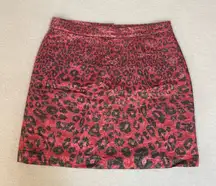 Giambattista Valli Sparkle Red Metallic Leopard Mini Skirt Size 10 Holiday