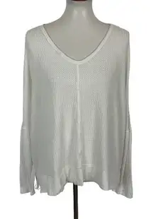 143 Story Top Large White Long Sleeve Boho Gauze Layering Slouchy Minimal