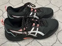 ASICS GEL VENTURE 8 Sneakers Womens Size 9.5 Black/Aqua/Peach Running Walking