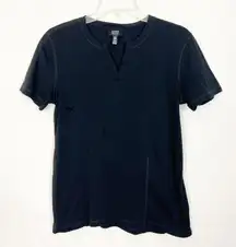 Jones New York 100& Cotton Short Sleeve Black Top