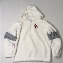 Women's Oklahoma Sooners sherpa hoodie with a quarter-zip