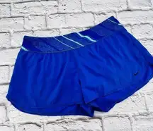 Nike  Shorts Womens Large Blue Double Lined High Rise Swoosh Logo Athletic