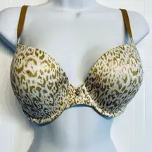 Victoria's‎ Secret Lined Demi Bra Cheetah Rhinestone Bling 34DD 34E
