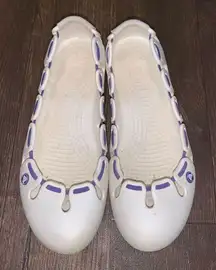Crocs cream purple ribbon size 7 rubber ortho Mary Jane shoes