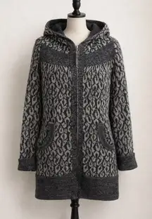Rebecca Taylor Hooded Knit Cardigan Coat | Wool Blend | Size M