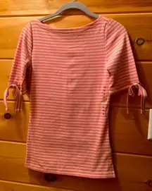 Lauren Ralph Lauren Striped Boatneck Top With Bow Ties On Sleeves NWT XS/TP