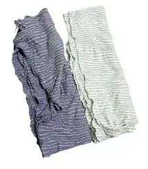 Athleta Textured Infinity Scarf Lot – Blue & Light Green Soft Knit Scarves