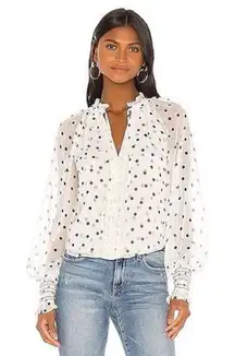 Tularosa Andora Blouse in Black White Polka Dot Large