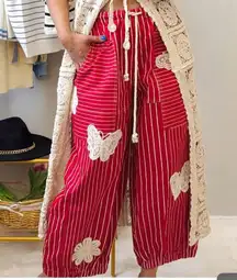 Davi & Dani Striped Wide Leg Barrel Pant NWT Large